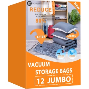 GONGSHI 12 Jumbo Vacuum Seal Bags for Blankets & Clothing